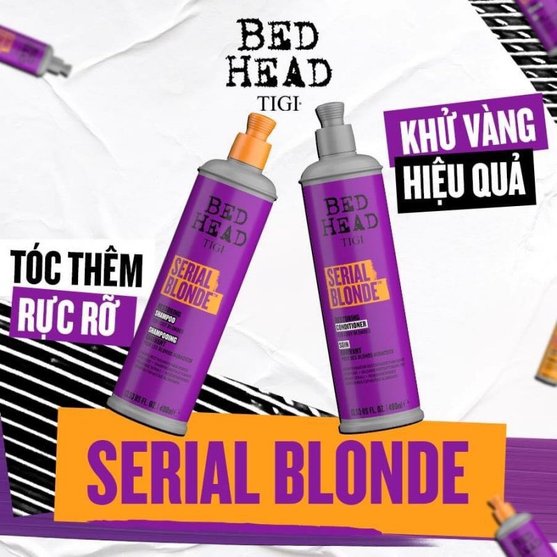 Combo Dầu Gội & Xả Tóc Tẩy Hư Tổn Tigi Bed Head Serial Blonde Chính Hãng