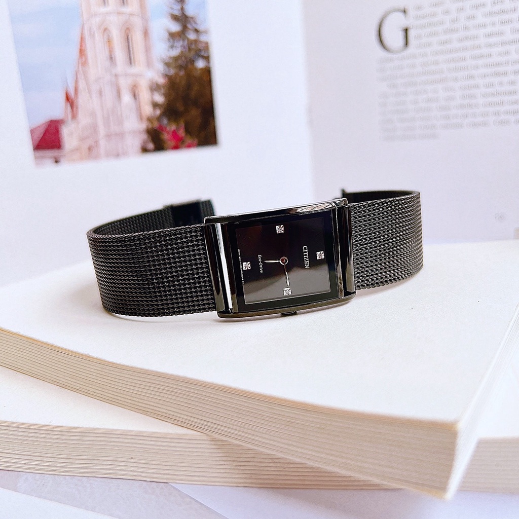 Đồng hồ nữ dây thép Citizen Axiom Diamond Black Dial