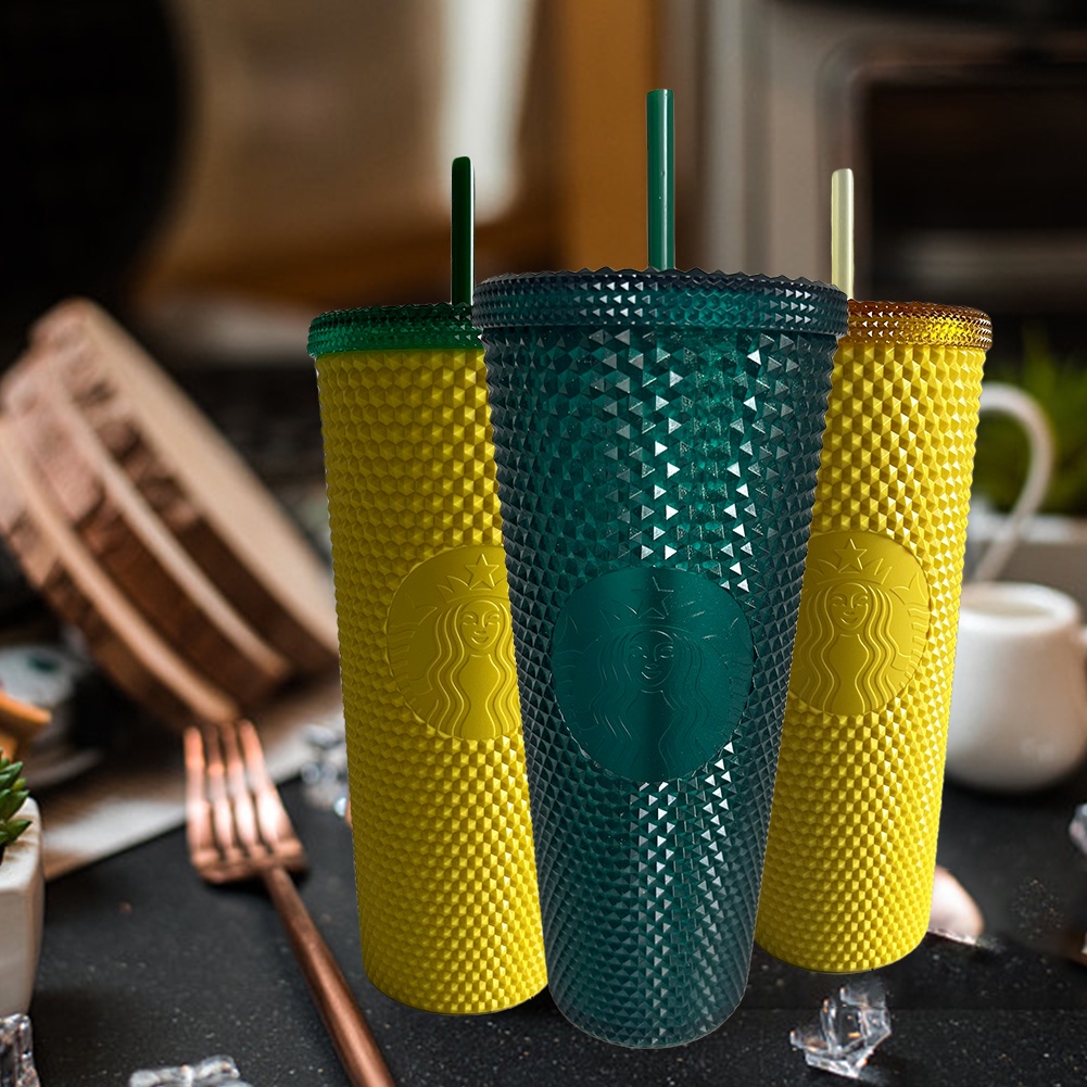 CốC Starbucks Giới Hạn Phong Cách Instagram 710Ml/24Oz Cốc Có Ống Hút Tái Sử Dụng Dòng Cyn Sầu Riêng Mờ