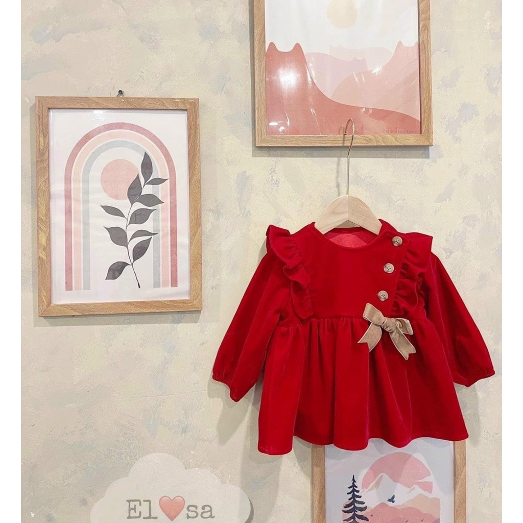 Váy cho bé Dewkids, Váy kiểu bánh bèo đính nơ cho bé gái