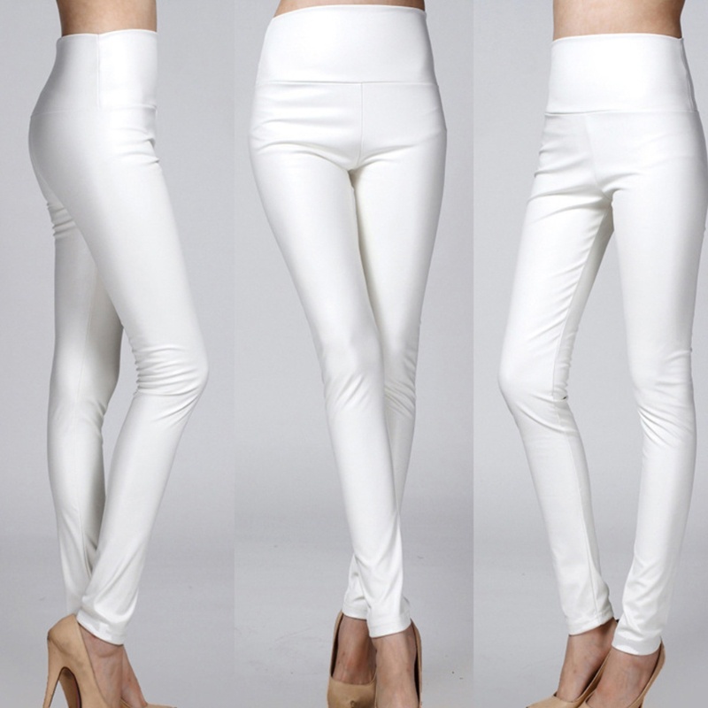 Quần Legging Bút Chì Lưng Cao Giả Da Thời Trang Sành Điệu Cho Nữ