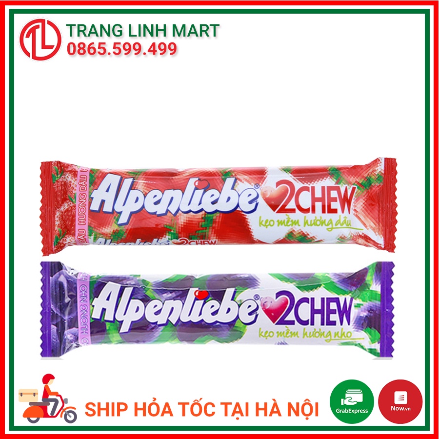 Kẹo mềm Alpenliebe 2chew 24,5g hương dâu/ nho