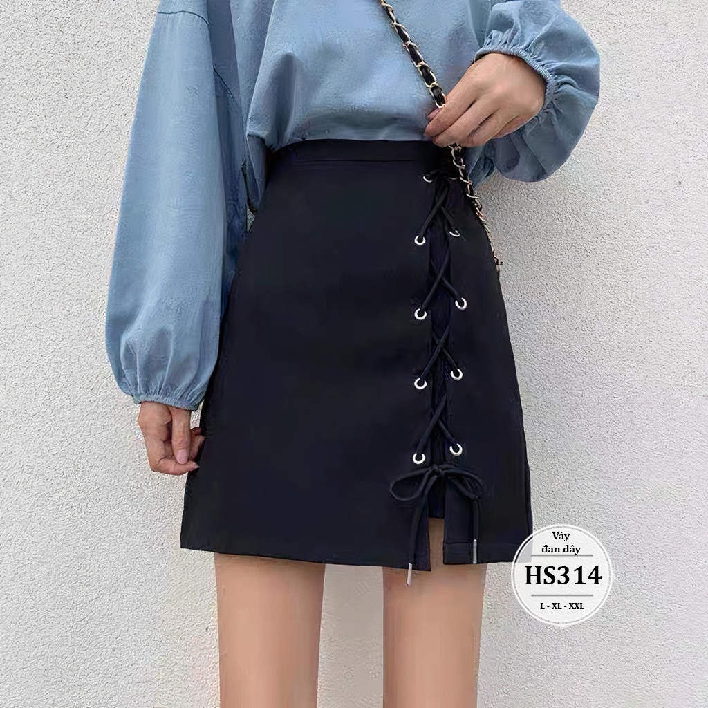 Chân váy bigsize dáng chữ A đan dây HS314 - Quần váy bigsize dáng chữ A công sở khóa kéo -Màu đen- Size 55-90kg L XL XXL | BigBuy360 - bigbuy360.vn