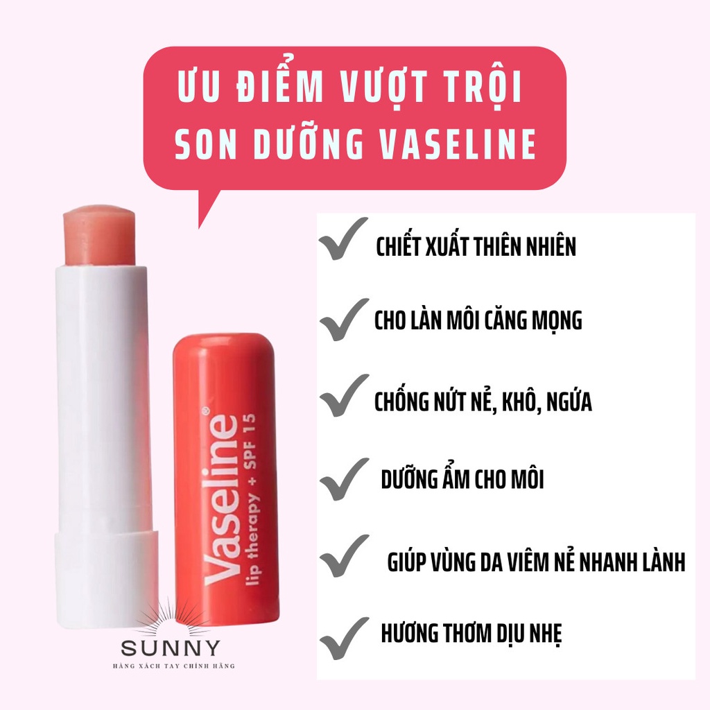 Son dưỡng môi Vaseline Rosy Lips Hồng 4.8g cho đôi môi luôn khỏe mạnh và hồng hào