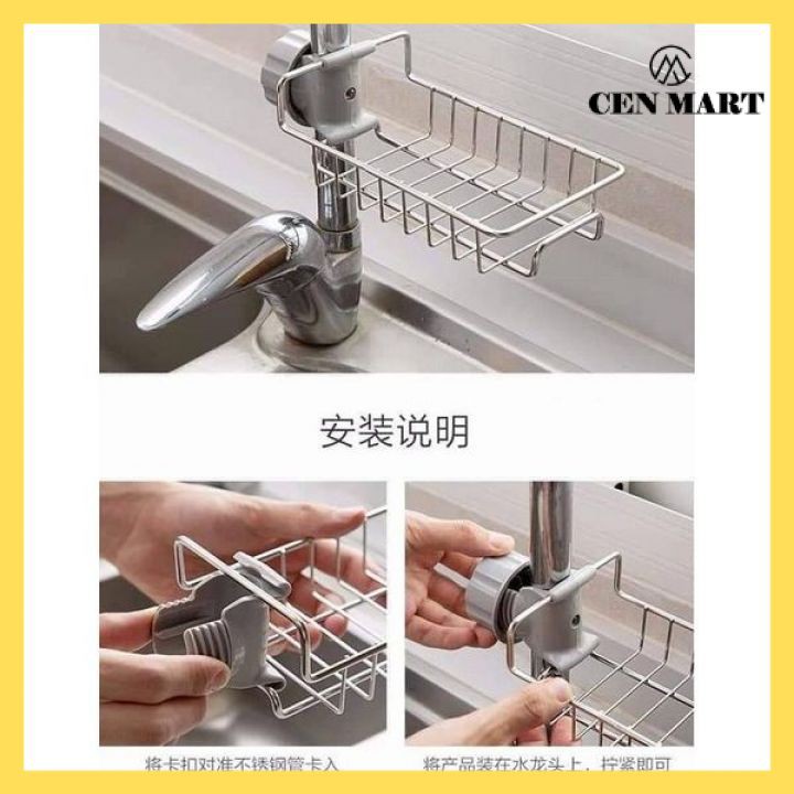 Giá Treo Vòi Đựng Đồ INOX Để Đồ Giẻ Rửa Chén Bát