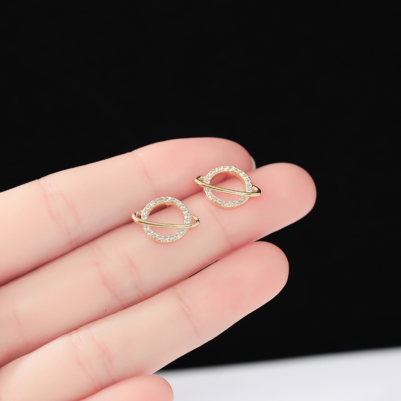 Bông tai mạ vàng 18K JIUDUOLAN đính kim cương nhân tạo hình hành tinh nhỏ thanh lịch cho nữ