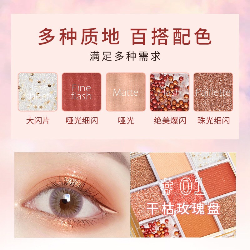 Bảng phấn mắt 9 ô lameila Tông Màu Nâu Cam Vàng Nhũ Siêu hottrend Xillin House | BigBuy360 - bigbuy360.vn