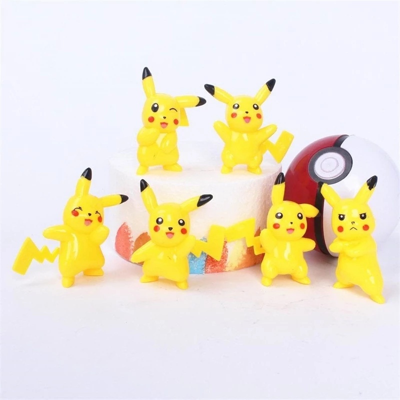 Bộ 6 Mô Hình Nhân Vật Hoạt Hình Pokemon Trang Trí Bánh Kem Tráng Men
