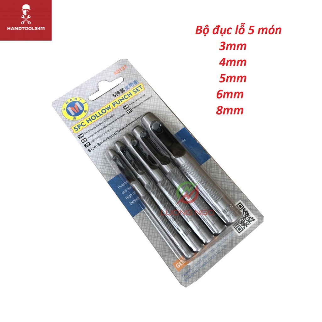 Dụng cụ đột lỗ chất lượng cao 5 món  C-MART A0137 ( 3-8mm )