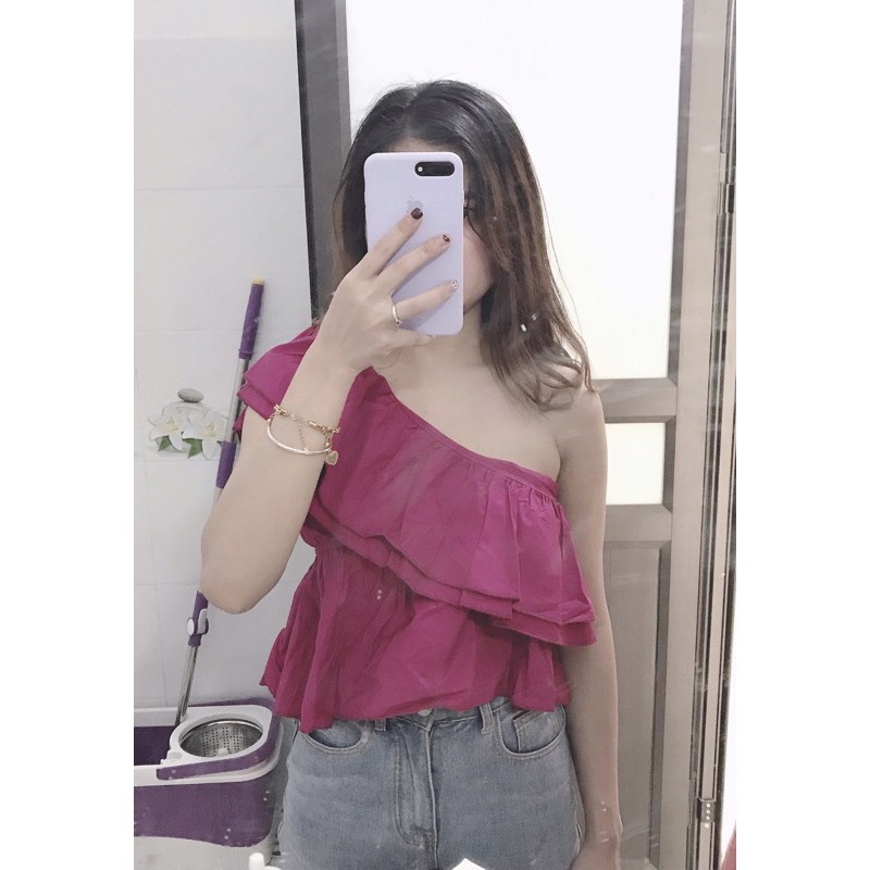 Áo hồng vạt chéo shein