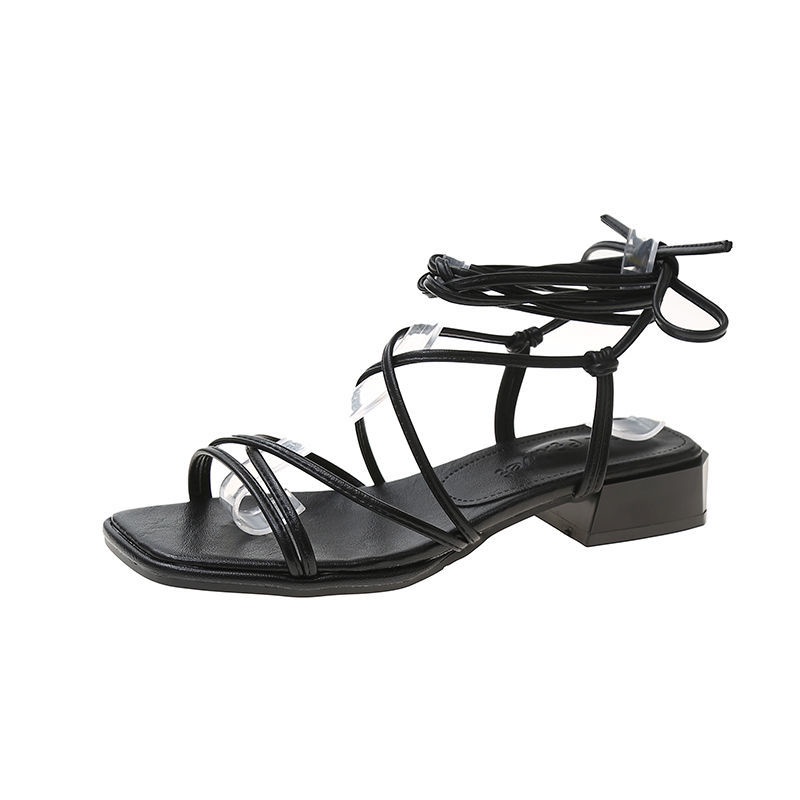 Giày Sandal Cao Gót Dây Đan Chéo Phong Cách La Mã Thời Trang Mùa Hè Kiểu Mới Cho Nữ