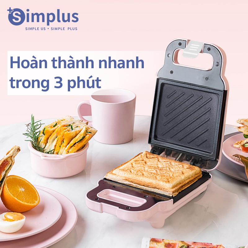 [Mã BMBAU50 giảm 10% đơn 99k] Simplus máy kẹp bánh sandwich máy Nướng bánh quế Máy làm thức ăn nhẹ đa chức năng