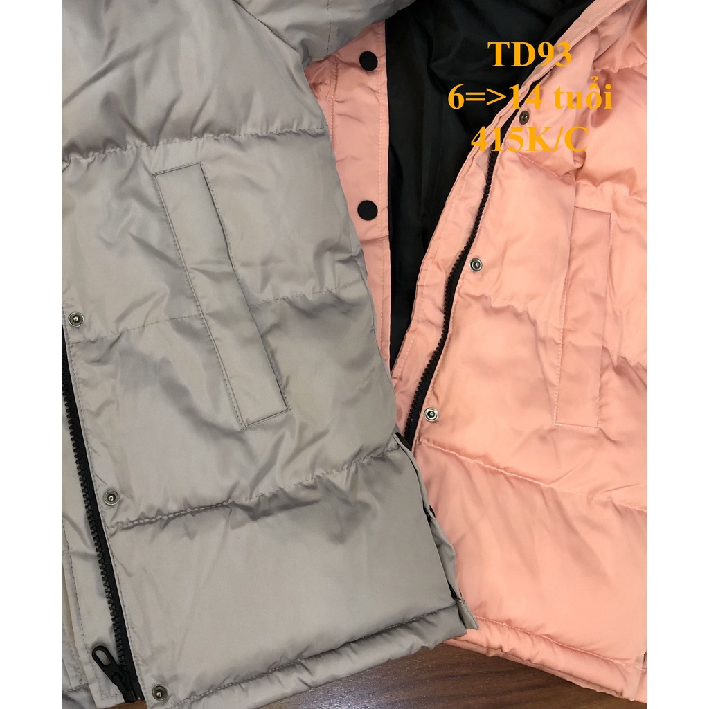 * Mã TD93: Parka bé gái dáng dài trần bông 3 lớp dày dặn, cực ấm BC 3916