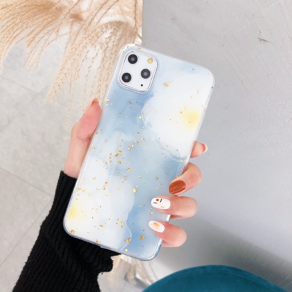 Ốp lưng mềm chống rơi họa tiết hoa và lá vàng cho IPhone 11 11pro Max 6 7 8 6plus 7plus 8plus X XS XR XSmax | BigBuy360 - bigbuy360.vn