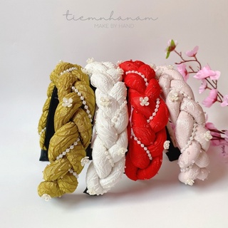 🎀 bờm/ mấn tóc tết bím gấm luồng trai kết hoa cao cấp cô dâu -