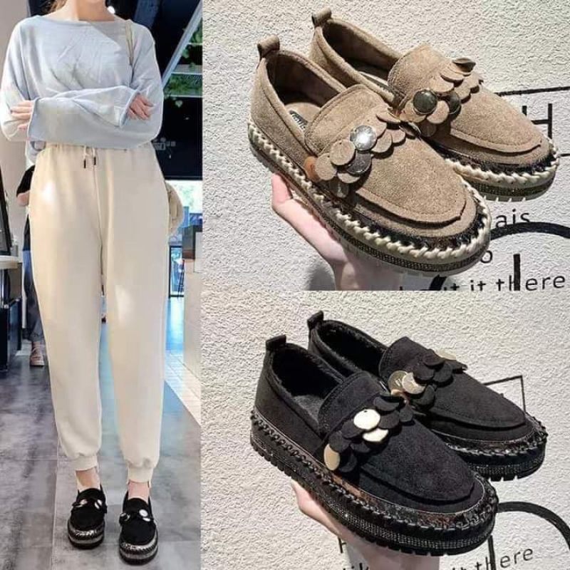 (ORDER BIGSIZE) Giày Lười đế viền đá siêu xinh big size nữ (35-43)