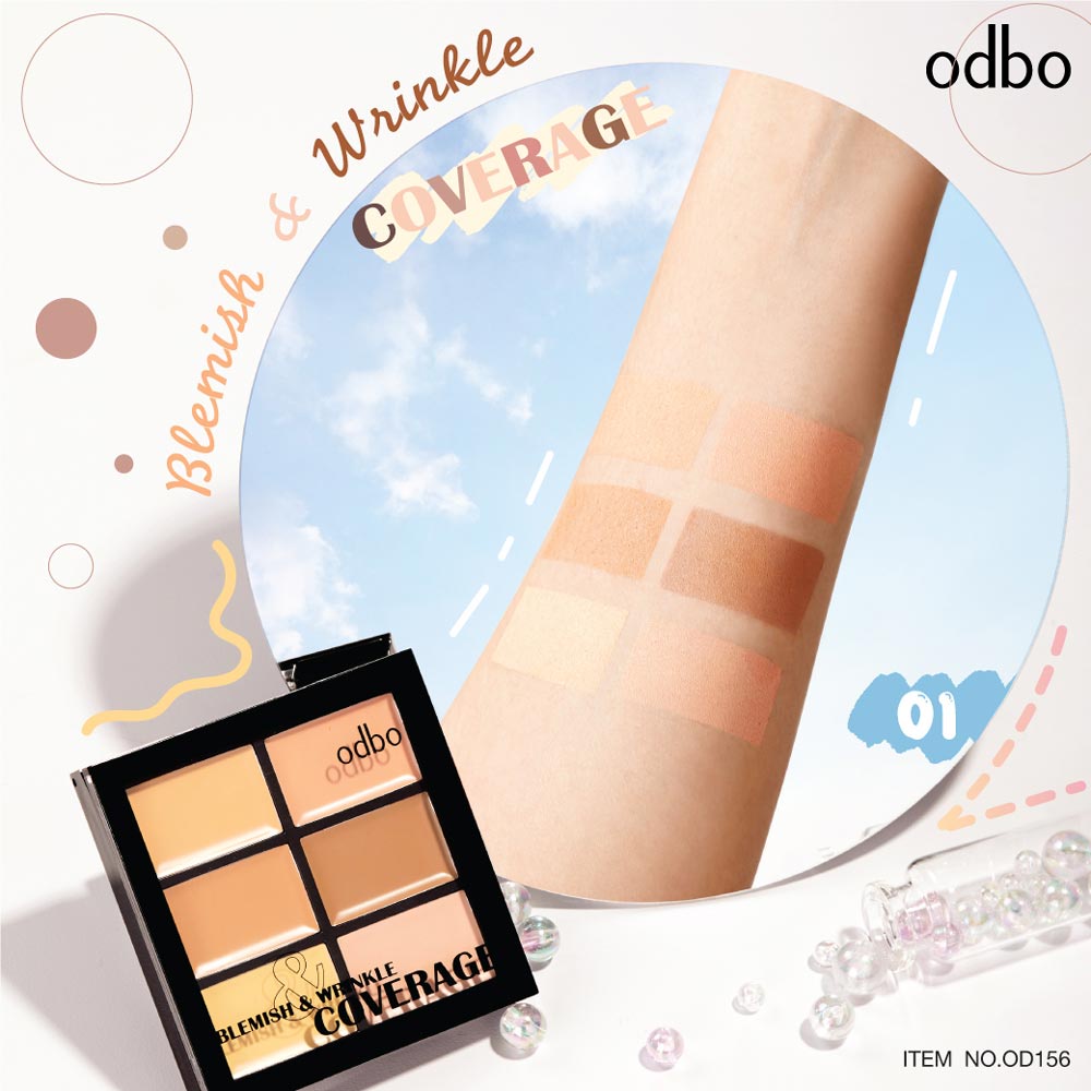 Bảng Kem Che Khuyết Điểm Mụn Và Hiệu Chỉnh Màu Da Tự Nhiên Odbo Blemish &amp; Wrinkle Coverage OD156 No.01