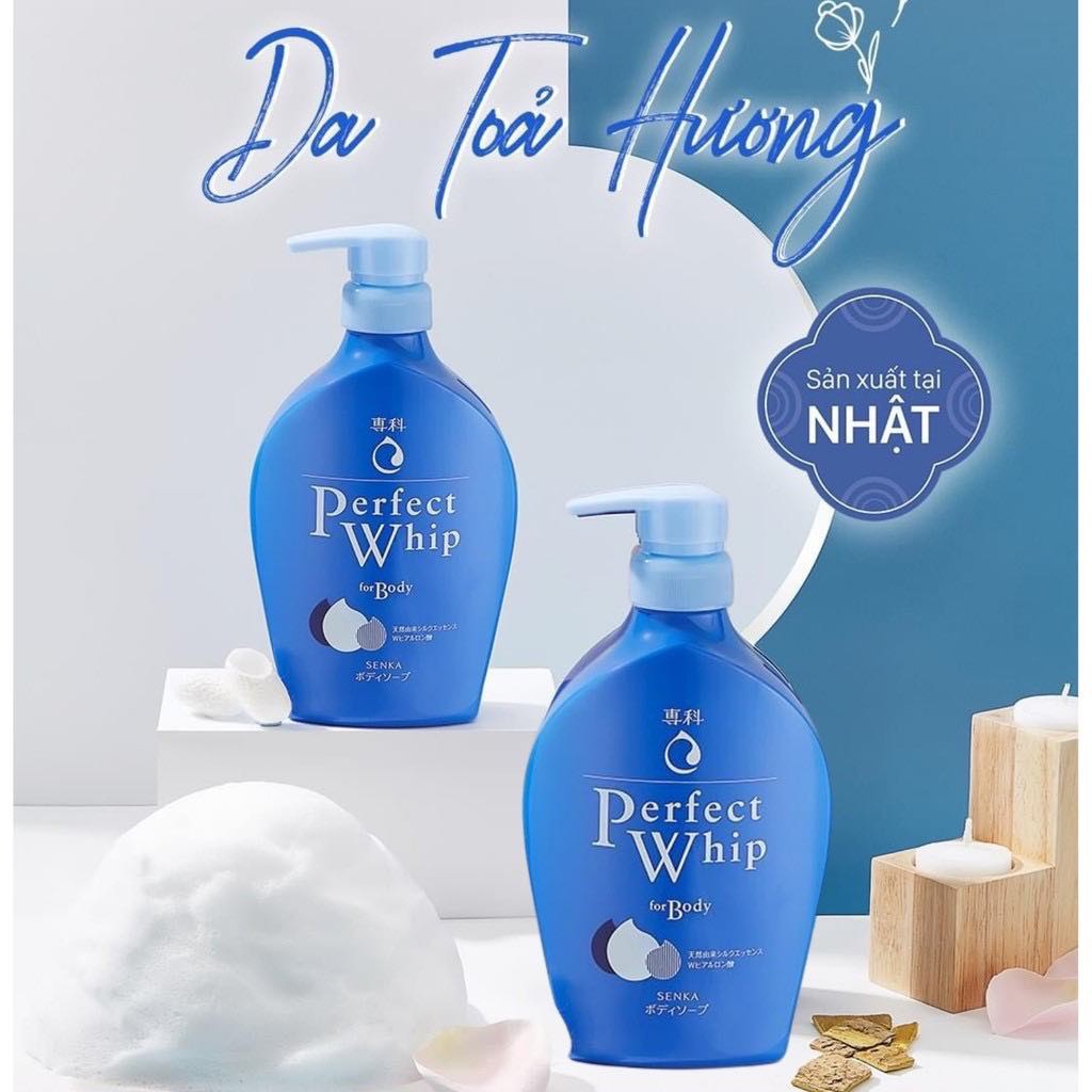 Sữa tắm tạo bọt Senka Perfect Whip [HÀNG CHÍNH HÃNG] [FREESHIP] Dưỡng ẩm hoa hồng và hoa nhài (500ml)