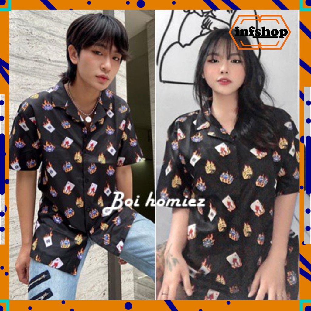 🆗 [ HÓT ] Áo sơ mi tay ngắn họa tiết JACKBOT mende tay lỡ, FORM UNISEX 👕👖