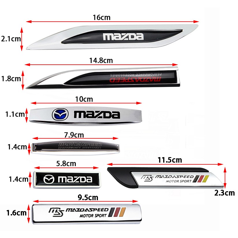 Set 2 miếng dán trang trí xe hơi thích hợp cho Mazda Rx7 Mx3 Mx5 Speed Protege Speed6 Cx9 Cx7 Cx5 Cx5