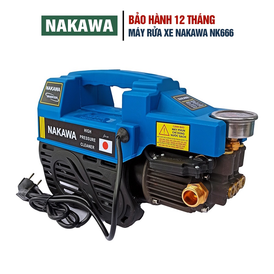 Máy rửa xe NAKAWA NK666 công suất 2300W, Motor từ dây Đồng dùng cho gia đình phun rửa sân, ô tô, xe máy