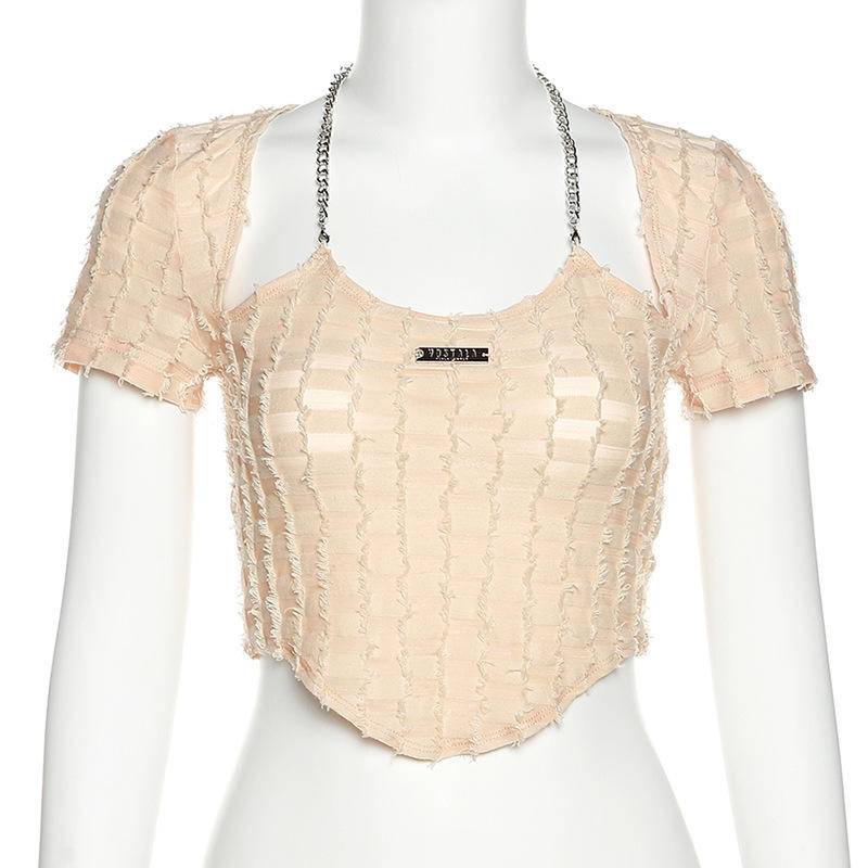 Áo Thun Tay Ngắn Màu Trơn Phong Cách Âu Mỹ Thời Trang Mùa Xuân Quyến Rũ 2022 Cho Nữ