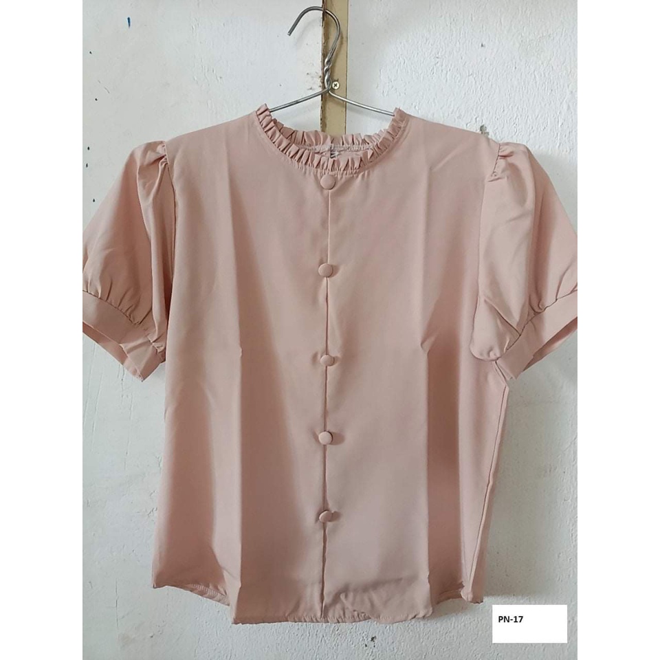 Áo sơ mi nữ công sở thời trang SURI chất lụa Hàn mềm mịn màu da tay ngắn xếp ly-BOCNUTDA