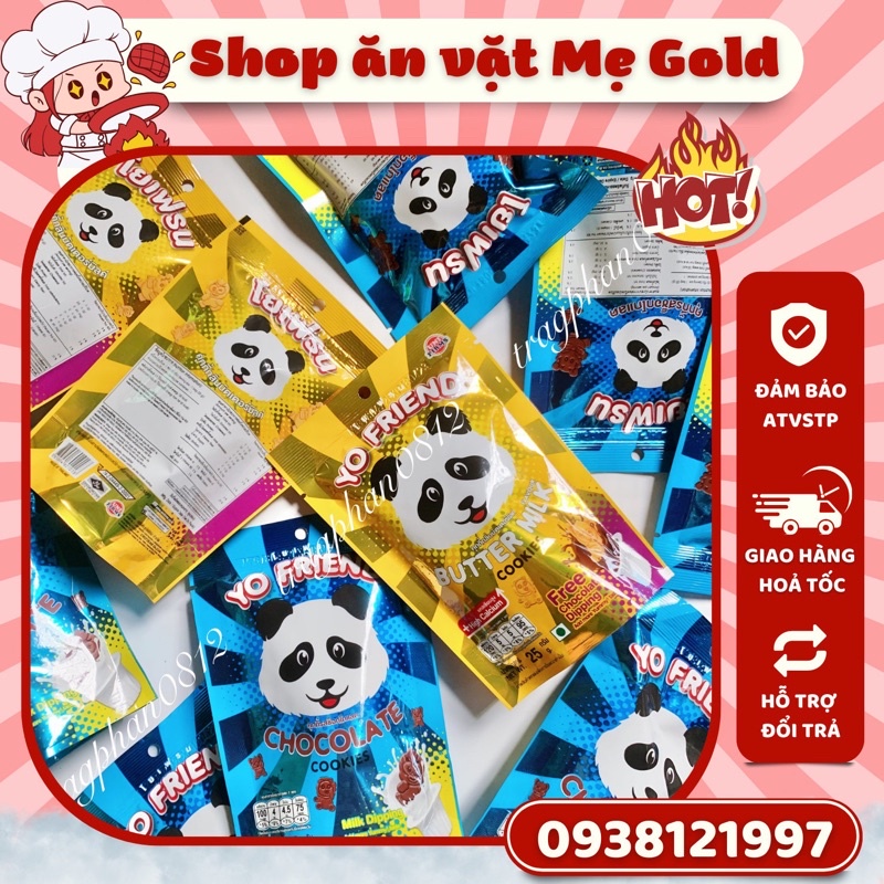 Bánh quy gấu chấm kem socola sữa Yo Friend Cookies Thái Lan