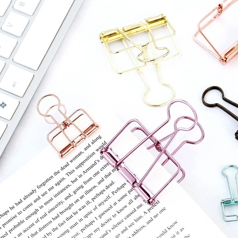 Bìa Kẹp Giấy Ghi Chú Mini Bằng Kim Loại Nhiều Màu Sắc / Kẹp Dài Cố Định Ảnh Dành Cho Học Sinh