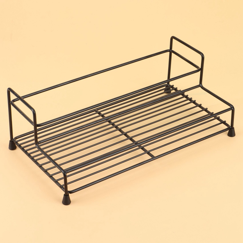 Kệ Sắt 2 Tầng Màu Đen Đựng Gia Vị Tiện Dụng Cho Nhà Bếp