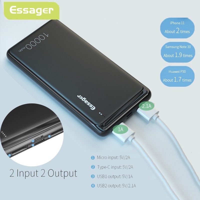 Pin sạc dự phòng Essager dung lượng 10000 MAh cho Xiaomi Oppo IPhone