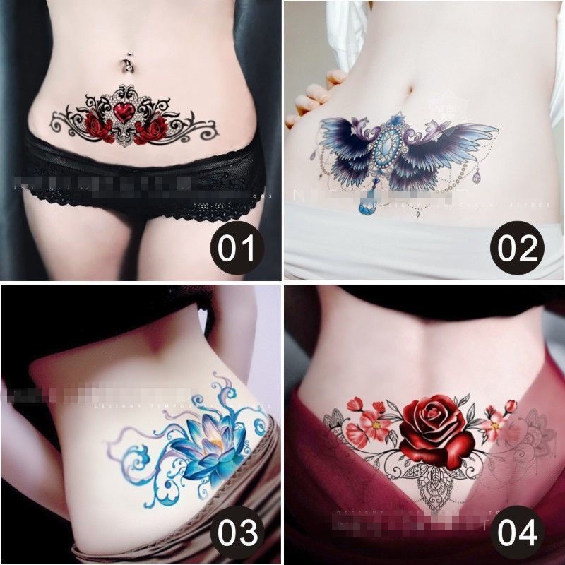 Miếng Dán Hình Xăm Ren Hoa Hồng Nhỏ Che Phủ Vết Sẹo Không Thấm Nước Cho Nữ
