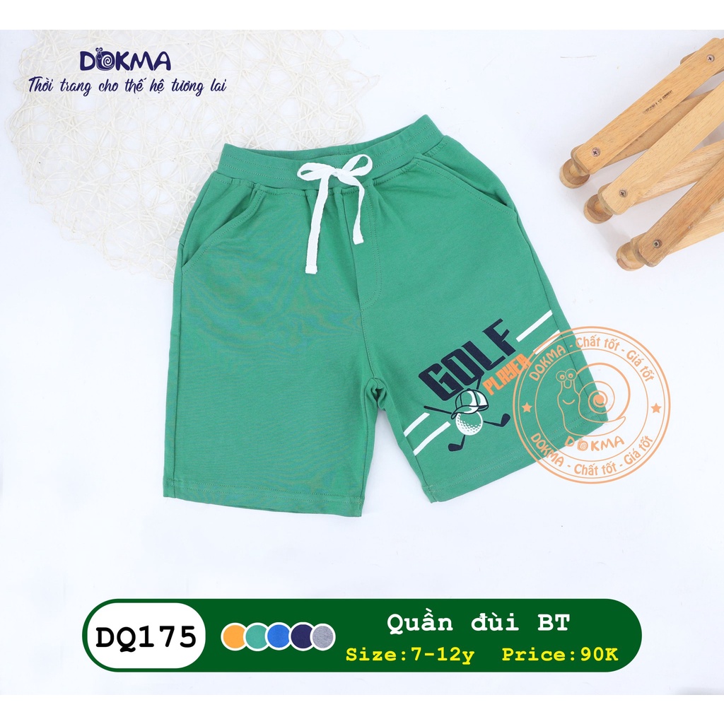 (7,9,10,11,12 tuổi) Quần đùi bé trai Dokma - 100% cotton da cá siêu mềm mát (DQ175)