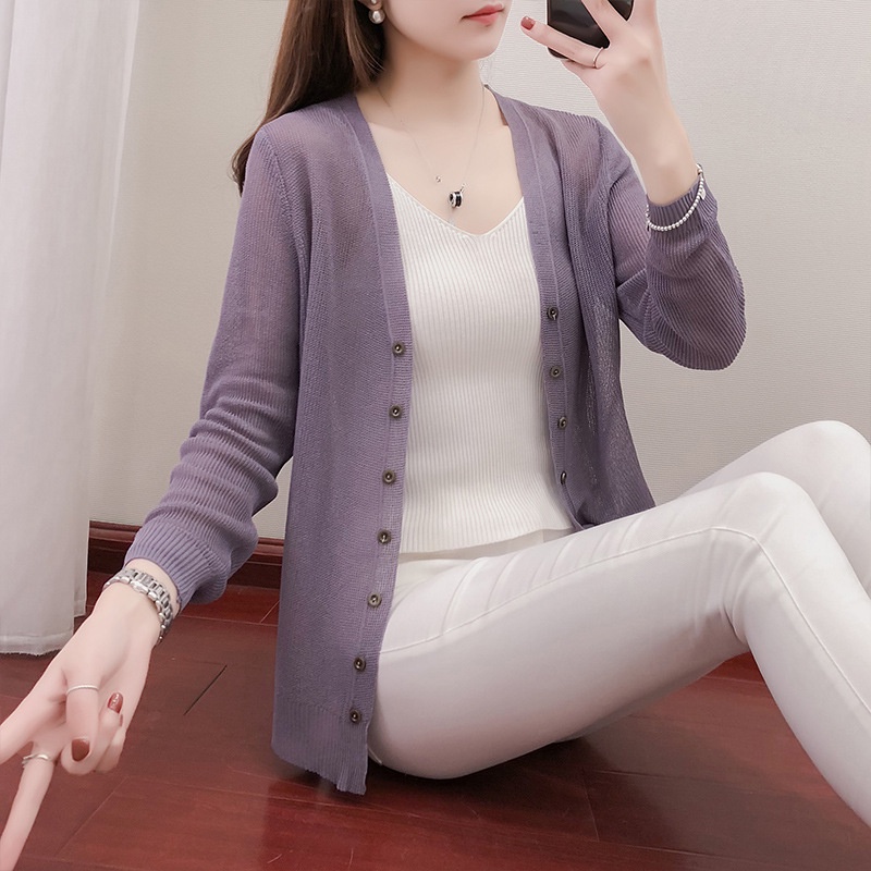 Áo Khoác Cardigan Dệt Kim Tay Dài Chống Nắng Cho Phái Nữ | BigBuy360 - bigbuy360.vn