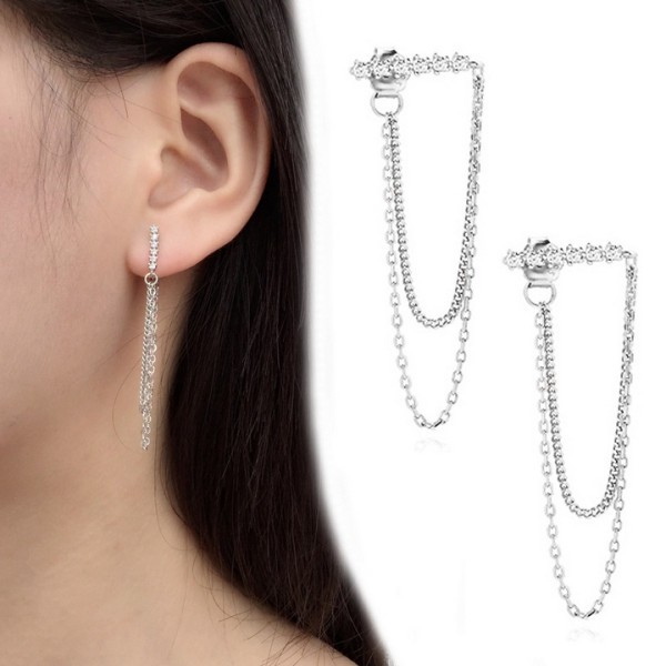 Khuyên tai bạc đá thả hạt phong cách Hàn Quốc xinh xắn dễ thương