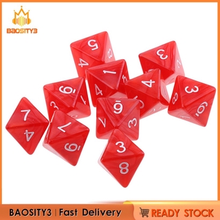 [Baosity3] Set 10 Viên Xúc Xắc 8 Mặt D8 Polyhedral Để Bàn Tiệc Tùng