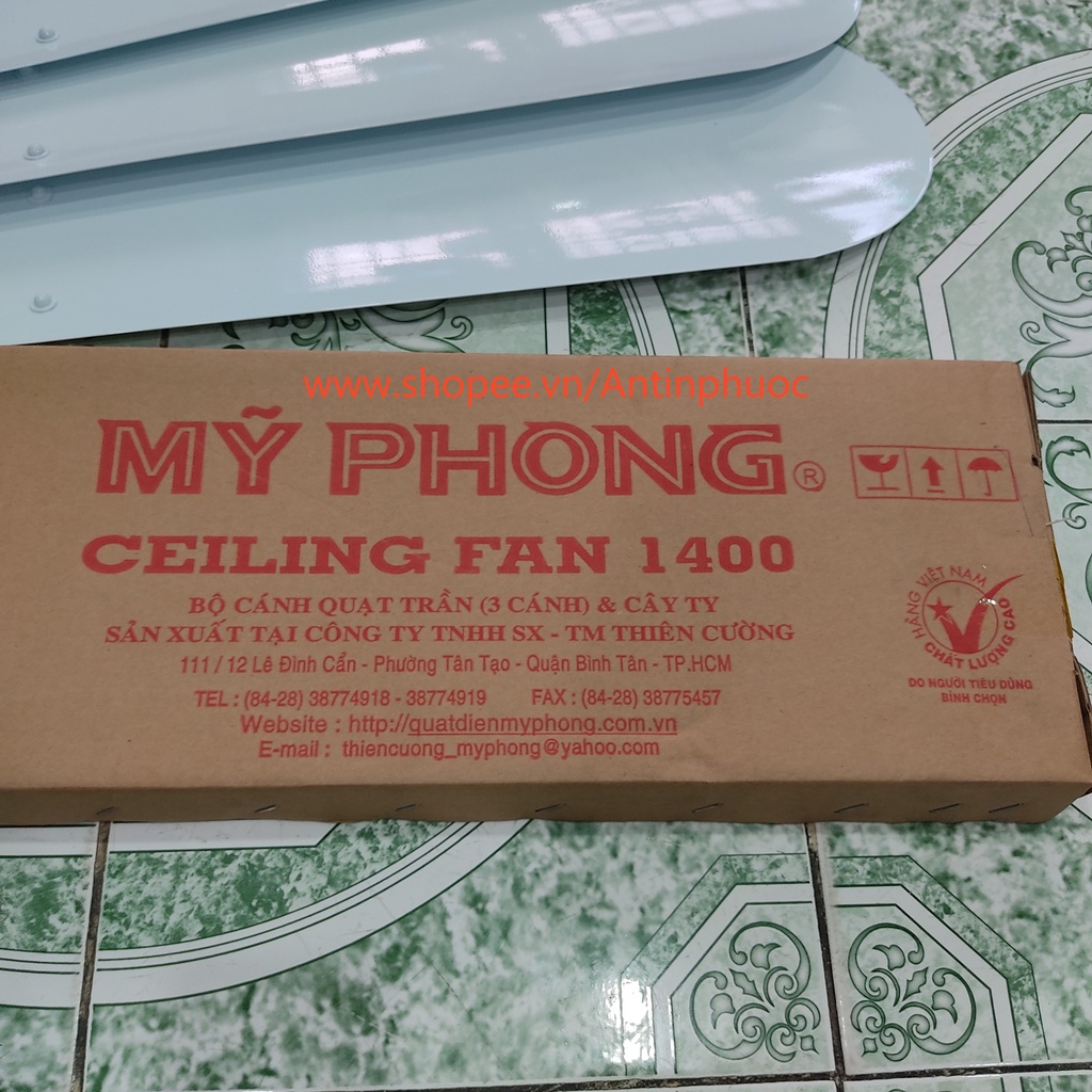 Bộ 3 cánh quạt trần Mỹ Phong 600 mm -  Phụ tùng thay thế cho quạt trần ba cánh 1m4  , SET ba cánh quạt trần 60 cm