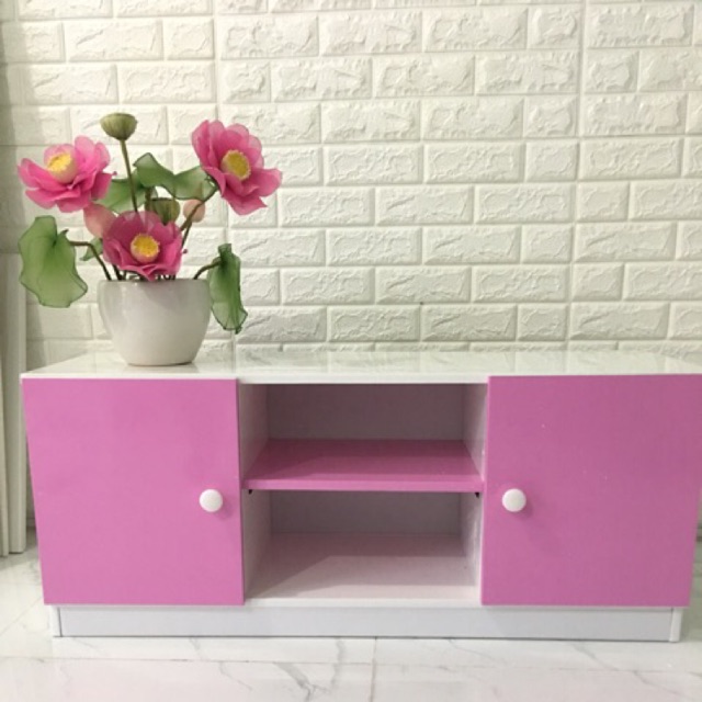 Kệ tivi nhựa đài loan 50x100x31 trắng hồng