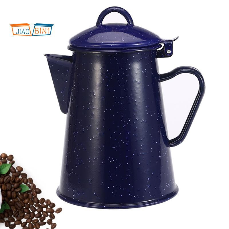 1.2L Enamel Coffee Pot Hand Tea Water Kettle Teapot Vintage Home Decor Starry Sky Blue Teapot Cafe Tools