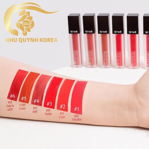 [Auth] Son Kem Lì Be’Well Velvet Lip Tint Hàn Quốc - Cam cháy, đỏ gạch, đỏ đất