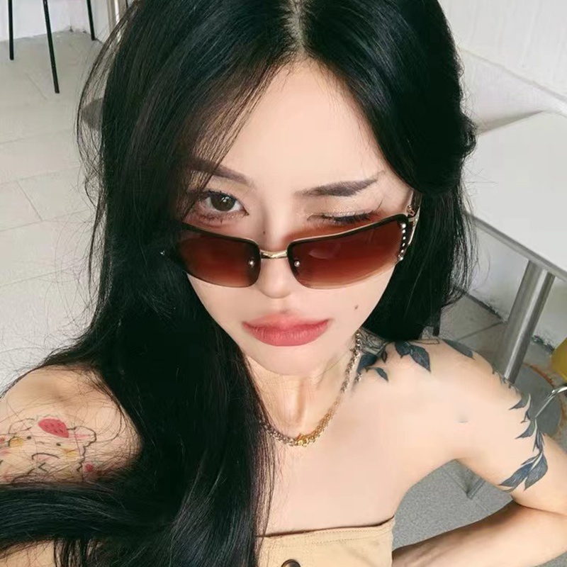 (AIMURUSI) COD Kính Mát Gọng Vuông Lớn Chống Tia Uv Phong Cách Vintage Thời Trang Cho Nam Nữ Y2K