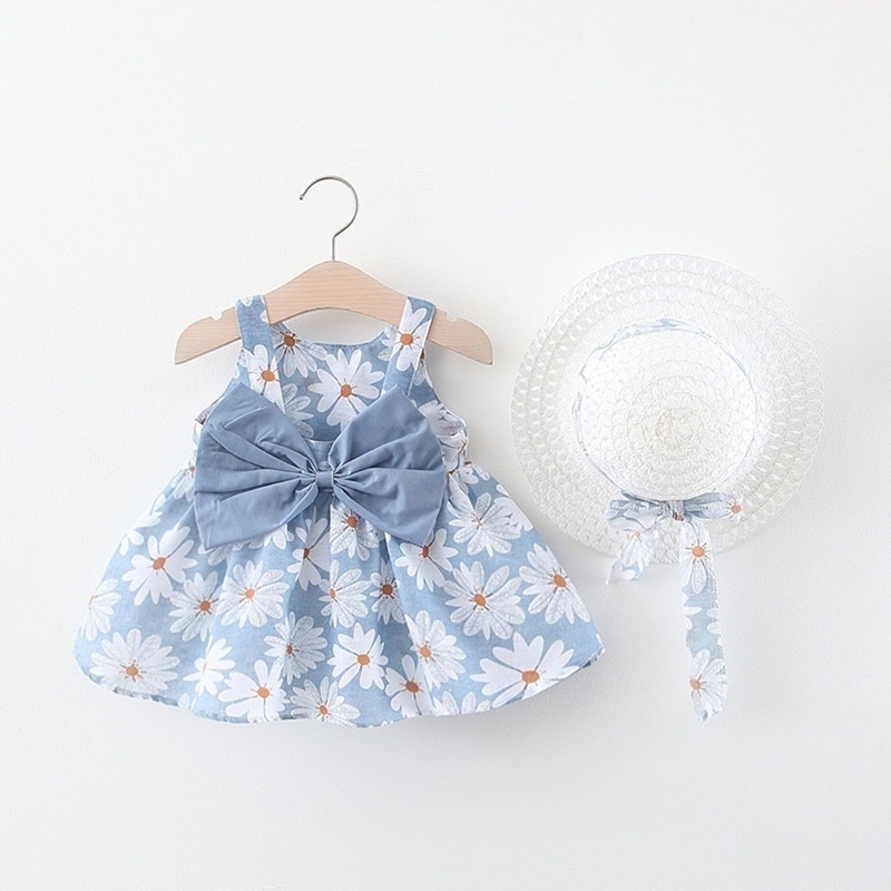 Đầm In Hoa Cúc Có Mũ Trùm Xinh Xắn Thời Trang Dành Cho Bé Gái akku