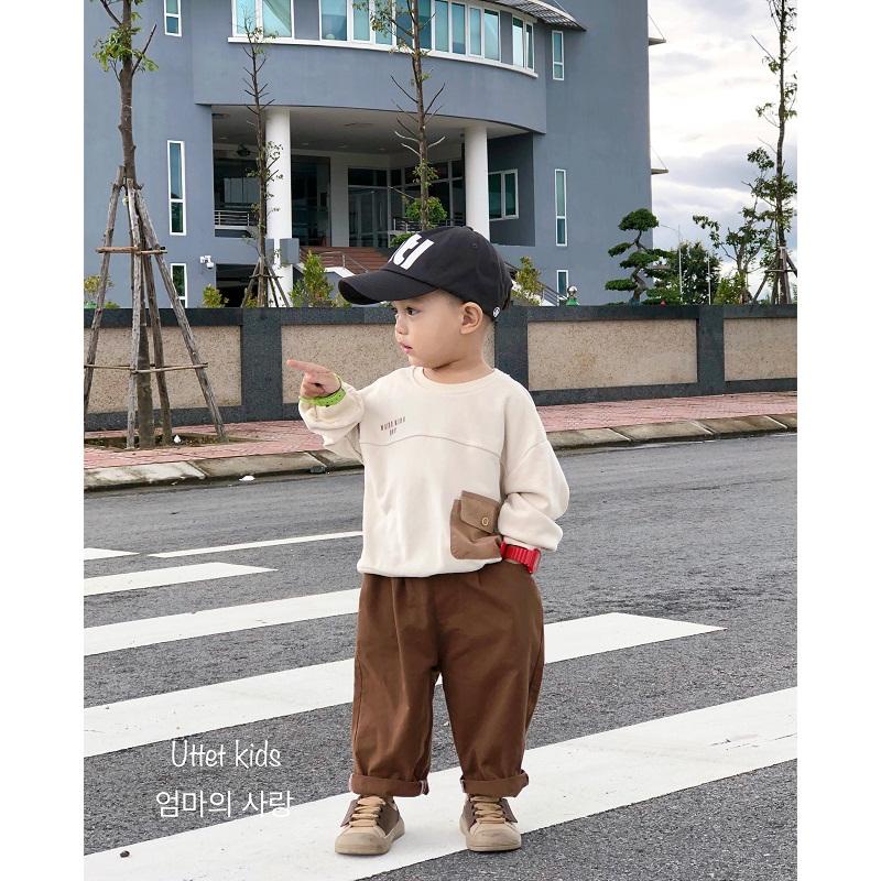 ÁO SWEATER  PHONG CÁCH HÀN QUỐC  TÚI 1 BÊN FORM NHỎ 799 (DA CÁ)  DÀNH CHO BÉ GÁI VÀ BÉ TRAI