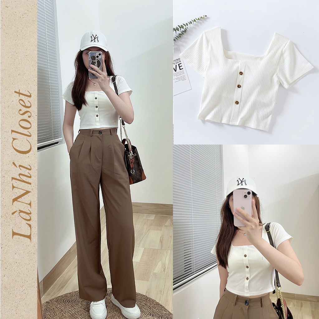 Áo croptop ôm tay ngắn kiểu dáng basic chất vải dày dặn nhiều màu cá tính sexy, có mút lót ngực không bra