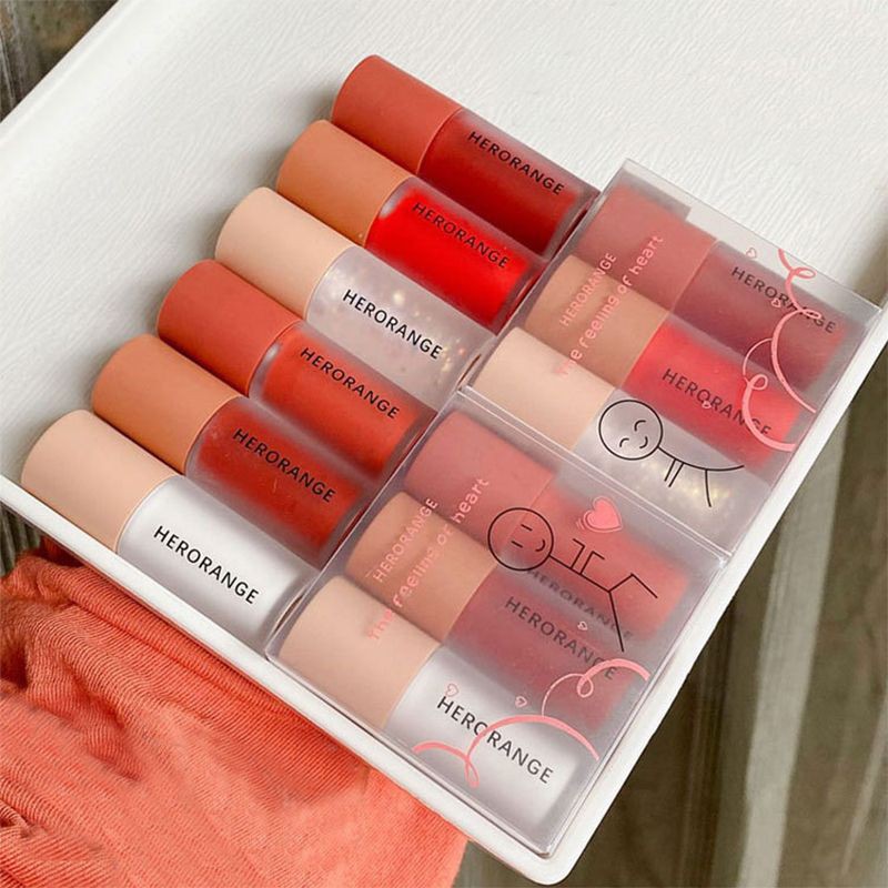 MẪU MỚI Set Son Kem Nhung Lì 3 Cây HER ORANGE Lùn Lâu Trôi Bộ 3 Cây Son HER Nội Địa Trung Kèm Son Dưỡng Lót Đầy Môi