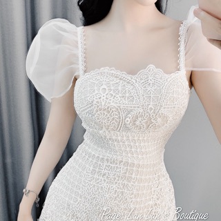 VÁY REN SỢI CAO CẤP PHỐI TAY TƠ MỸ