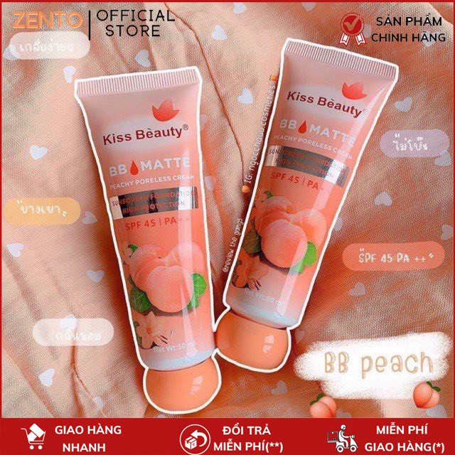 Kem Nền BB Che Khuyết Điểm Matte đào Kiss Beauty Chống Nắng SPF 45/PA+++