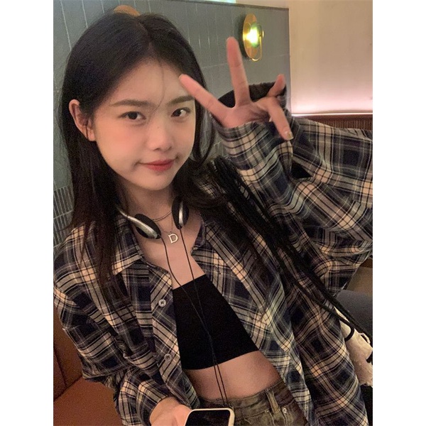 Áo Sơ Mi Tay Dài Dáng Rộng Họa Tiết Kẻ Sọc Phong Cách Cổ Điển Thời Trang Xuân Thu Cho Nữ