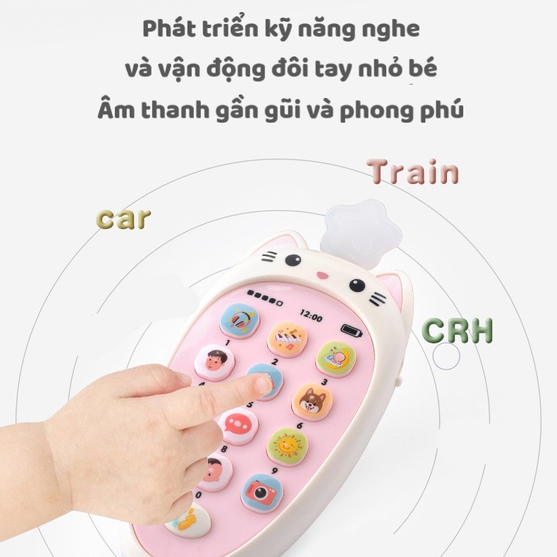 Điện thoại đồ chơi phát nhạc cho bé kèm gặm nướu phát sáng, phát triển kỹ năng từ 0 đến 4 tuổi