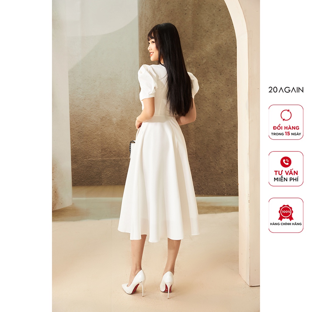 Đầm Xòe ngắn tay xoắn nơ ngực DDW0576 - 20AGAIN | BigBuy360 - bigbuy360.vn